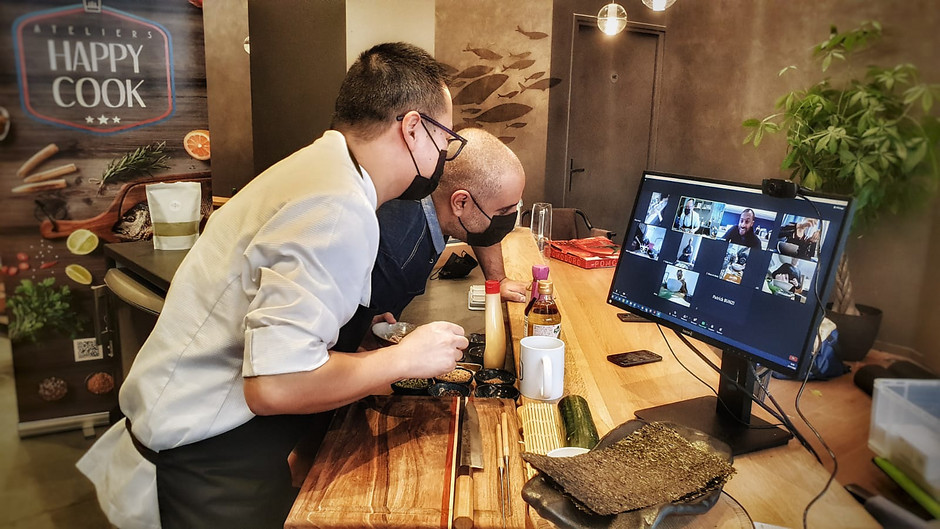 Atelier 2 d'Happy Cook saison 3 en visio avec le chef Éric Ticana et le Conseil des jeunes, 21 novembre 2020 - voir en plus grand : (fenêtre modale)